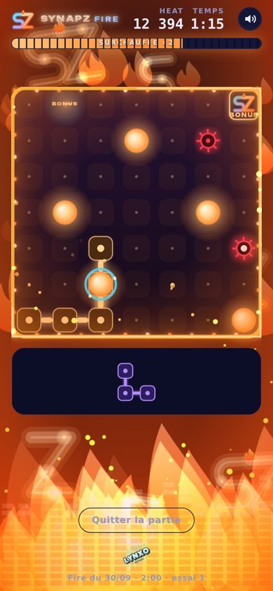 Synapz Fire Overheat mode with flames rising behind the board